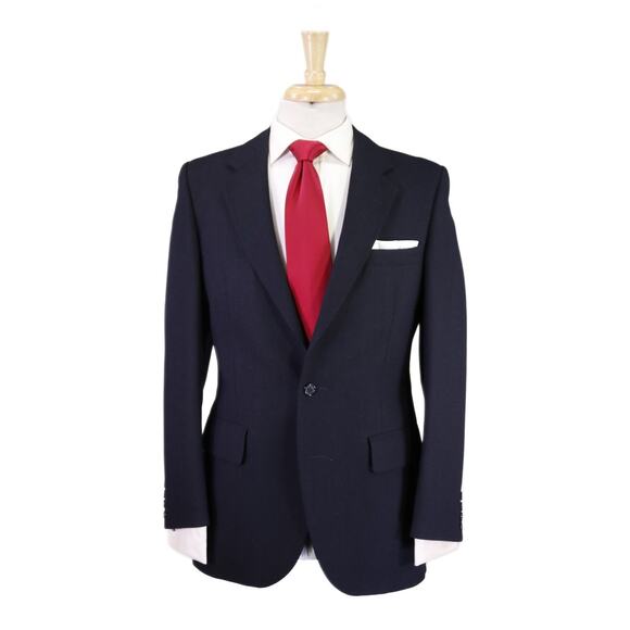 Austin Reed Sackville Vintage 70's Made in England Navy Blue Tweed Wool Suit 38R